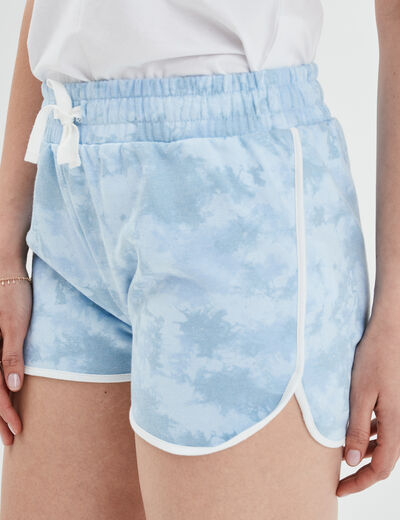 Short de jogging droit bleu femme