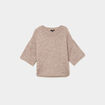 Pull col rond manches courtes beige femme