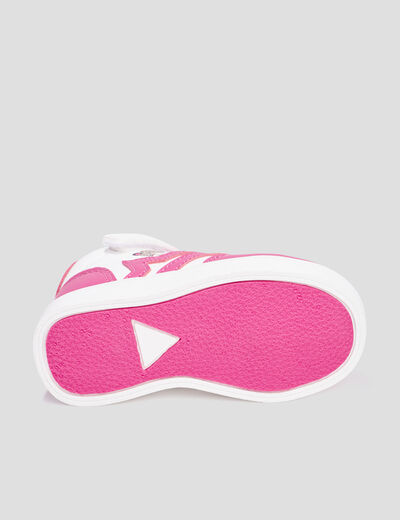 Baskets montantes à scratchs Kicone rose bébé fille