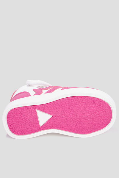 Baskets montantes à scratchs Kicone rose bébé fille