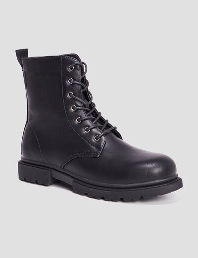 Boots zippées à lacets noir femme