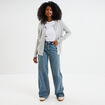 Jeans large coton denim dirty femme