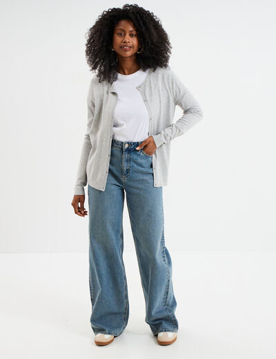 Jeans large coton denim dirty femme