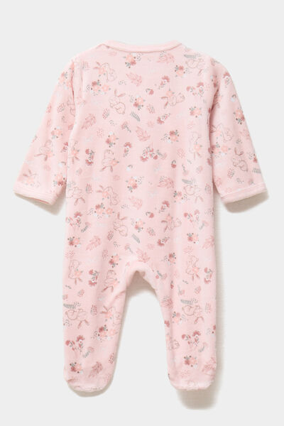 Dors-bien effet velours manches longues rose clair b&eacute;b&eacute;