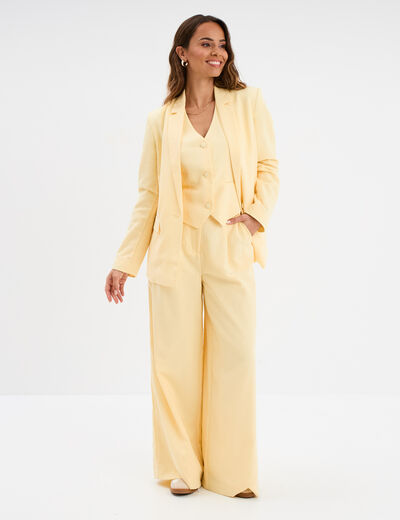 Veste blazer droite jaune clair femme