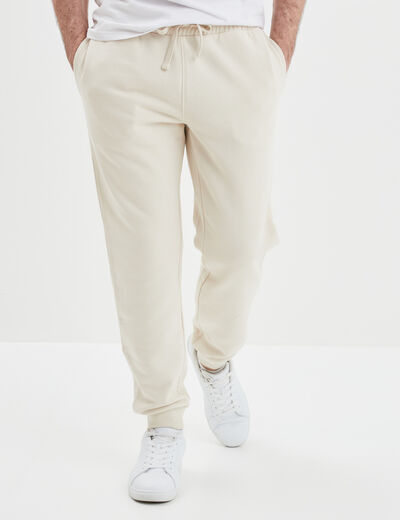 Pantalon jogging droit molleton ecru homme