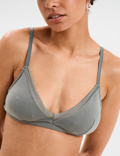 Soutien-gorge triangle sans armatures vert kaki femme