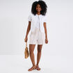 Short taille élastiquée gaze de coton ecru femme