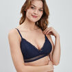 Soutien-gorge dentelle sans armatures bleu marine femme