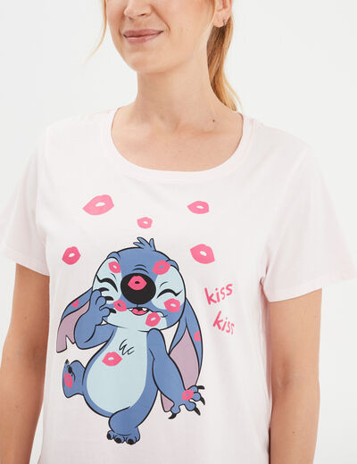 Ensemble pyjama short coton Stitch rose clair femme