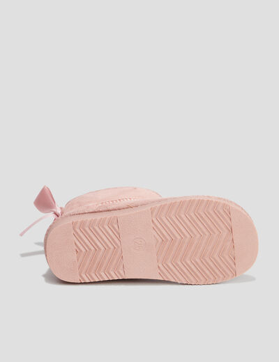 Bottines fourrées avec noeud rose fille