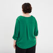 Blouse satin col V manches 3/4 vert menthe femme grande taille