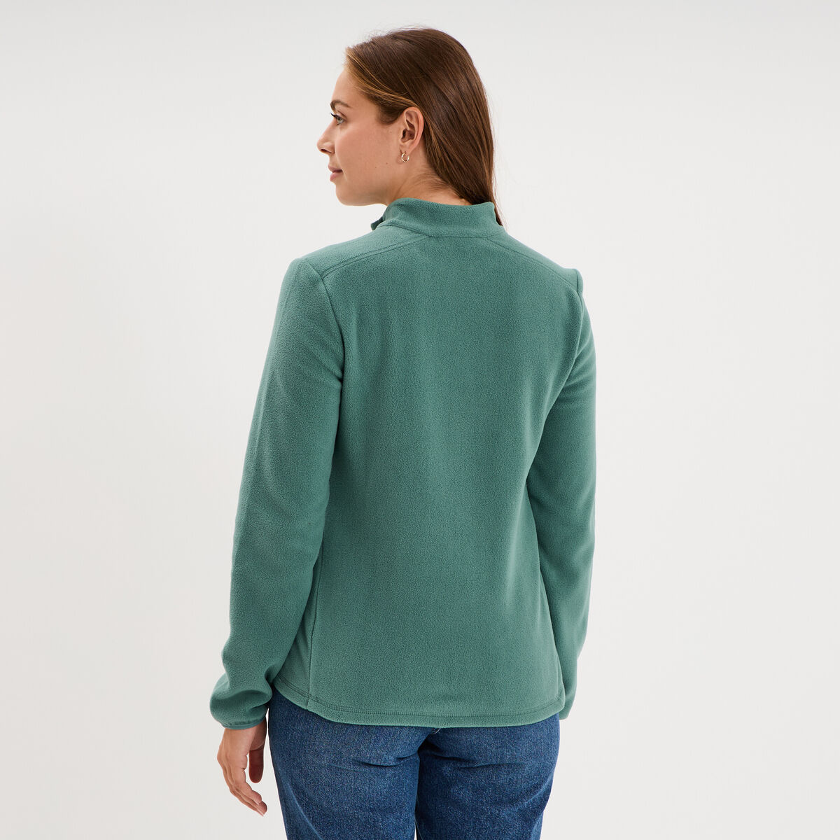 Sweat polaire col camionneur vert fonc&eacute; femme