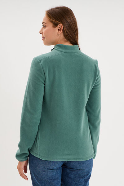 Sweat polaire col camionneur vert fonc&eacute; femme