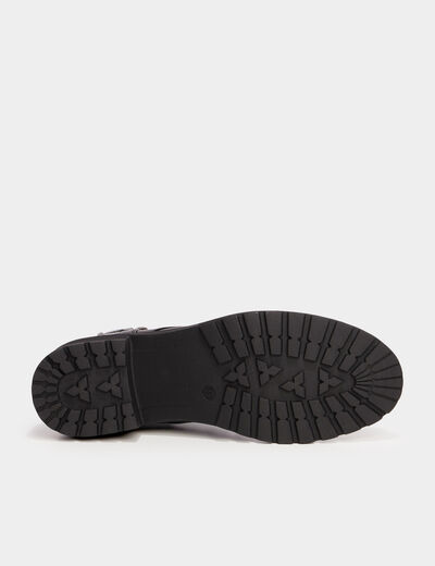 Bottines croco crantées avec boucles noir femme