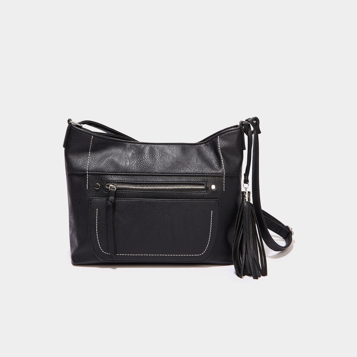 Sac en bandouli&egrave;re avec pampille noir femme