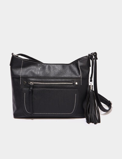 Sac en bandoulière avec pampille noir femme