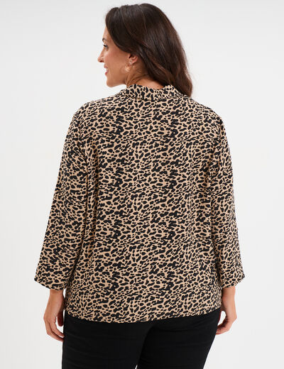 Blouse manches retroussables beige femme grande taille
