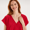 T-shirt dentelle avec boutons rouge femme