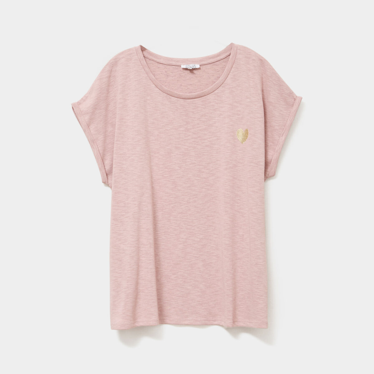 T-shirt manches courtes rose poudrée femme grande taille