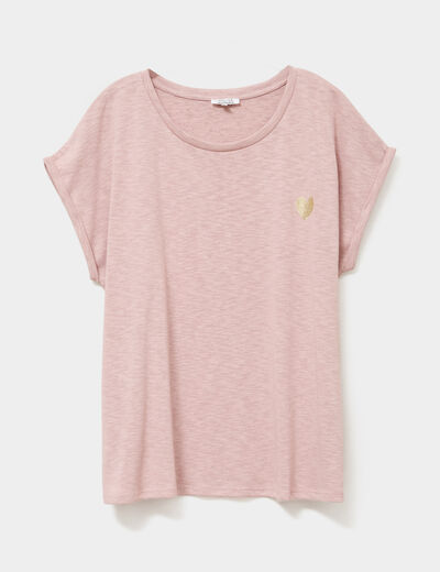 T-shirt manches courtes rose poudrée femme grande taille