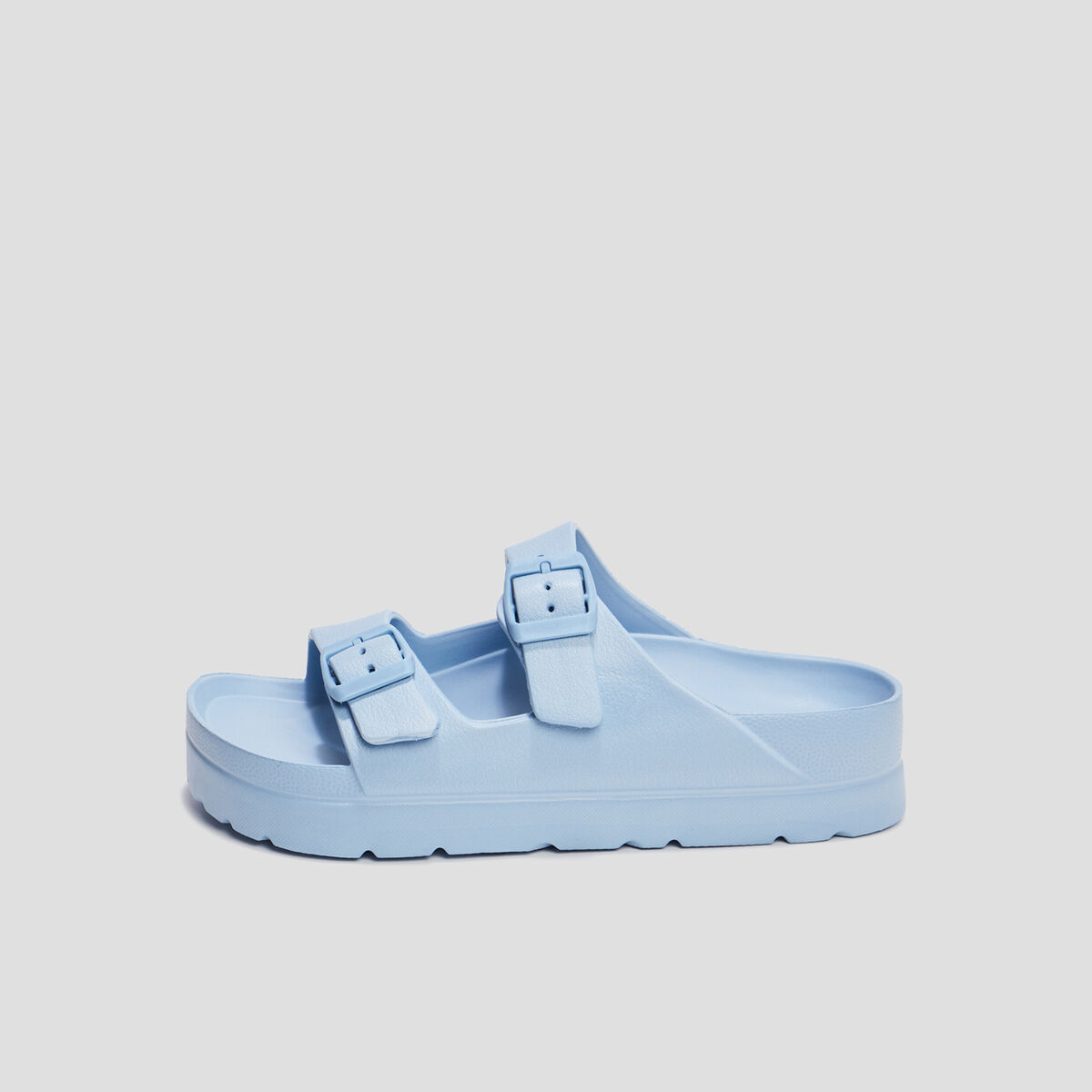 Mules de plage plateformes bleu femme