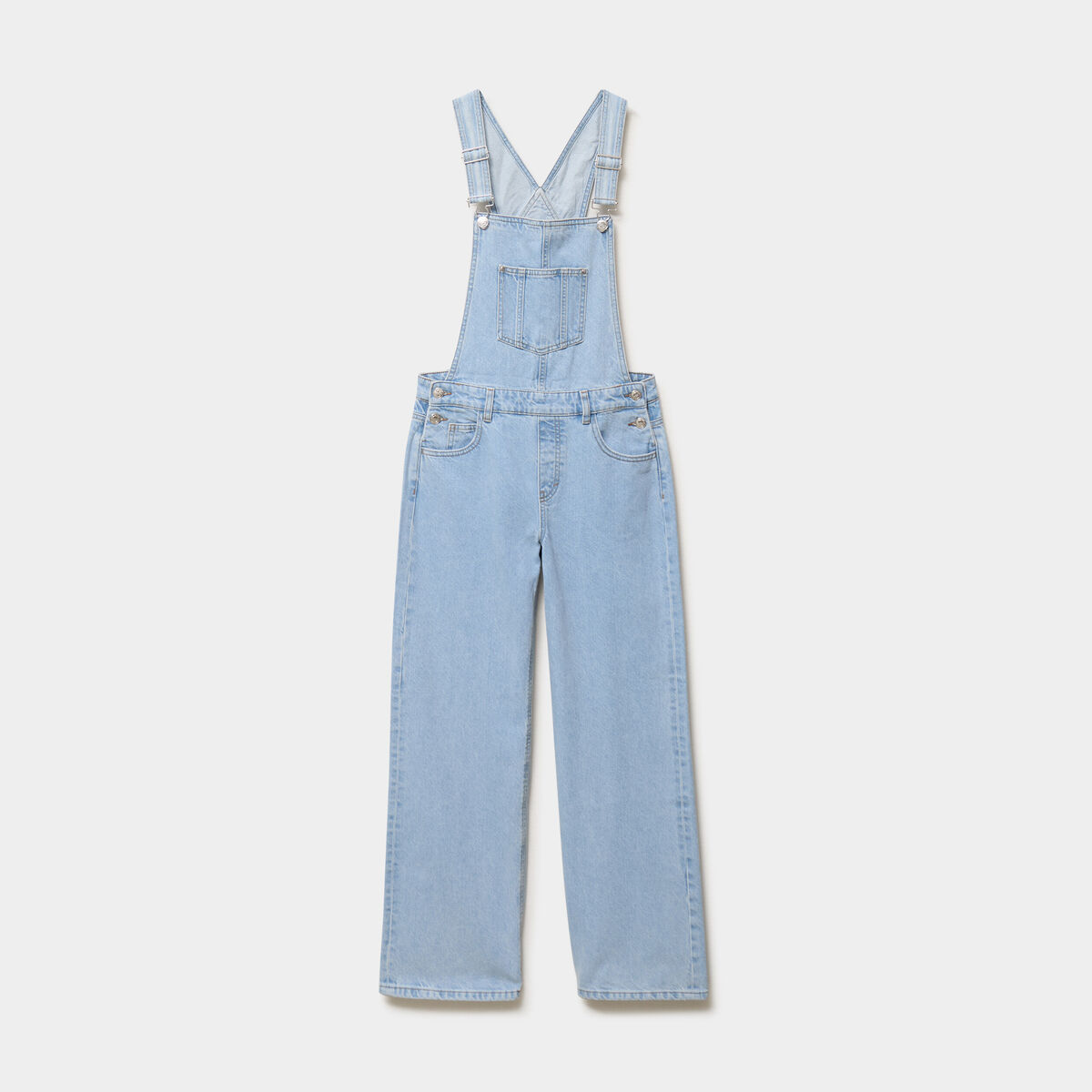Salopette en jean jambe large coton denim triple stone femme