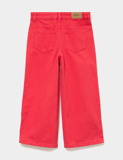 Pantalon large 5 poches coton rouge fille