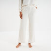 Pantalon effet polaire d&eacute;tails torsades blanc femme