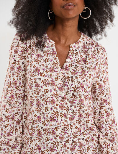 Blouse manches ballons coton blanc femme