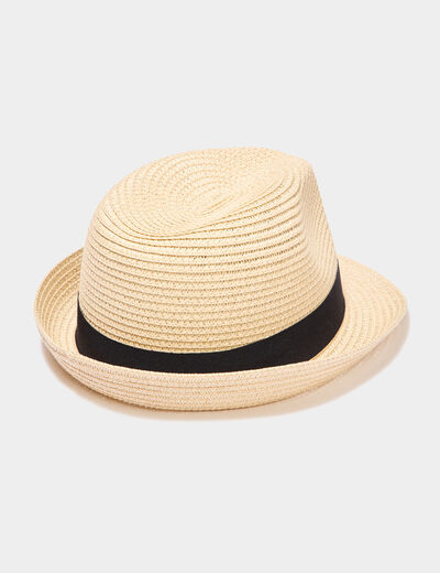 Chapeau trilby tressé sable femme