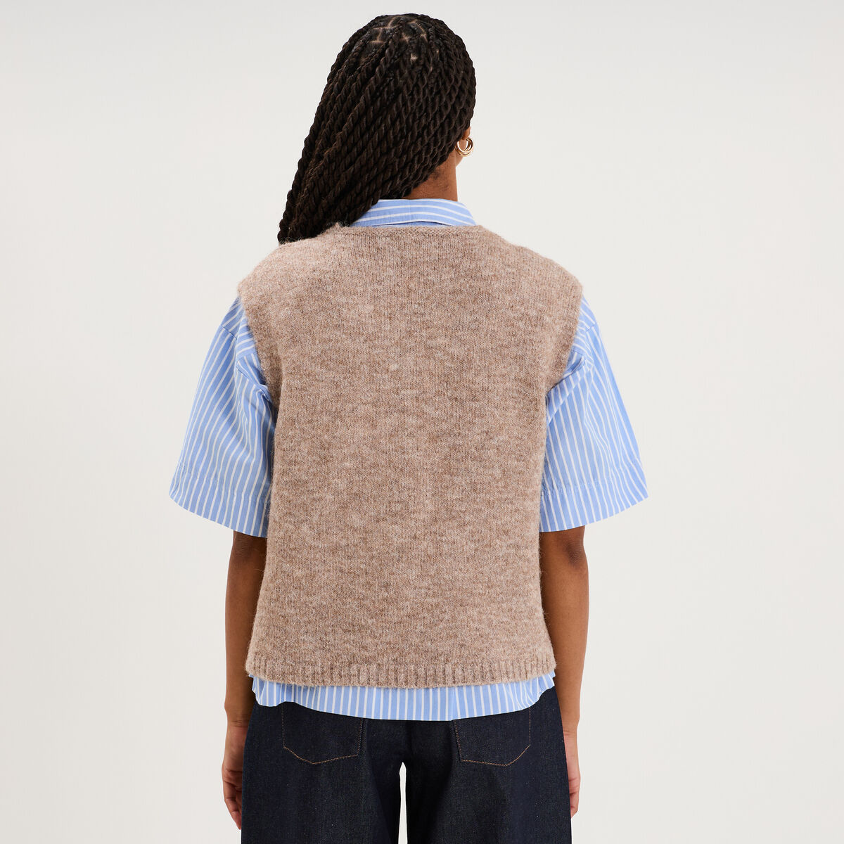 Gilet sans manches col en V beige femme
