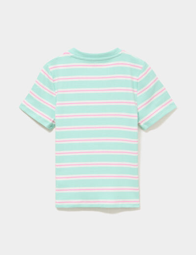 T-shirt c&ocirc;tel&eacute; manches courtes bleu turquoise fille