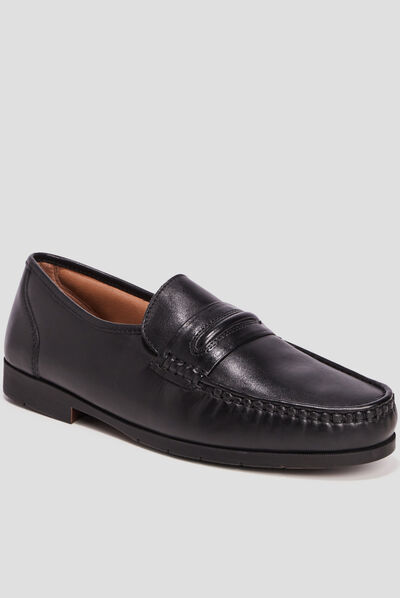Mocassins en cuir noir homme