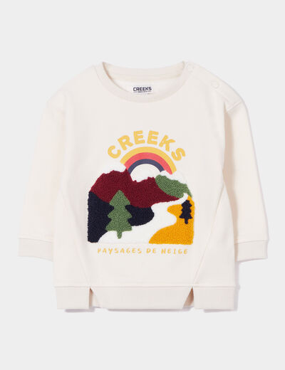 Sweat épaule boutonnée à fentes Creeks blanc bébé garçon