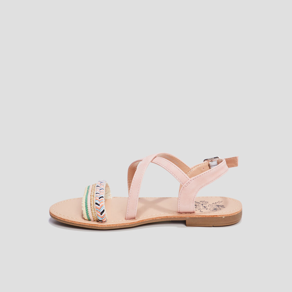 Sandales avec détails tressés rose fille