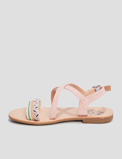 Sandales avec détails tressés rose fille