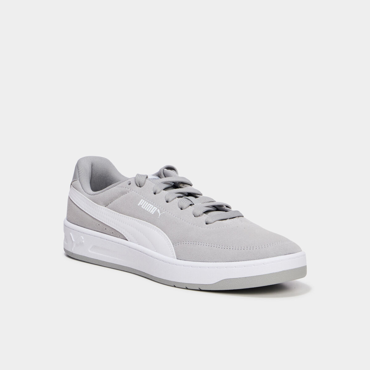 Baskets &agrave; lacets en cuir Puma Clean SD gris homme