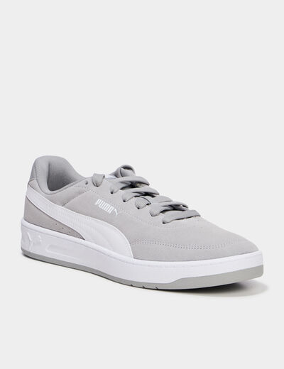 Baskets &agrave; lacets en cuir Puma Clean SD gris homme