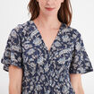 Robe longue empire taille smockée Creeks bleu marine femme