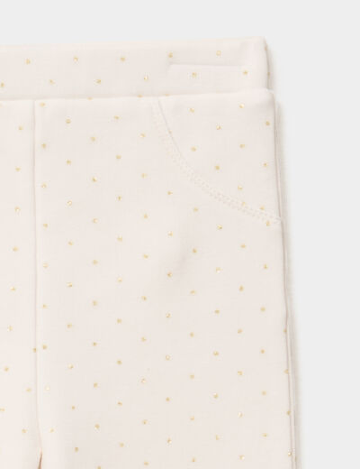 Legging molletonn&eacute; creme b&eacute;b&eacute; fille