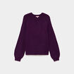 Pull col rond manches longues violet fonc&eacute; femme