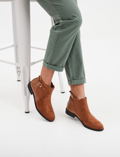 Bottines chelsea avec boucles marron femme