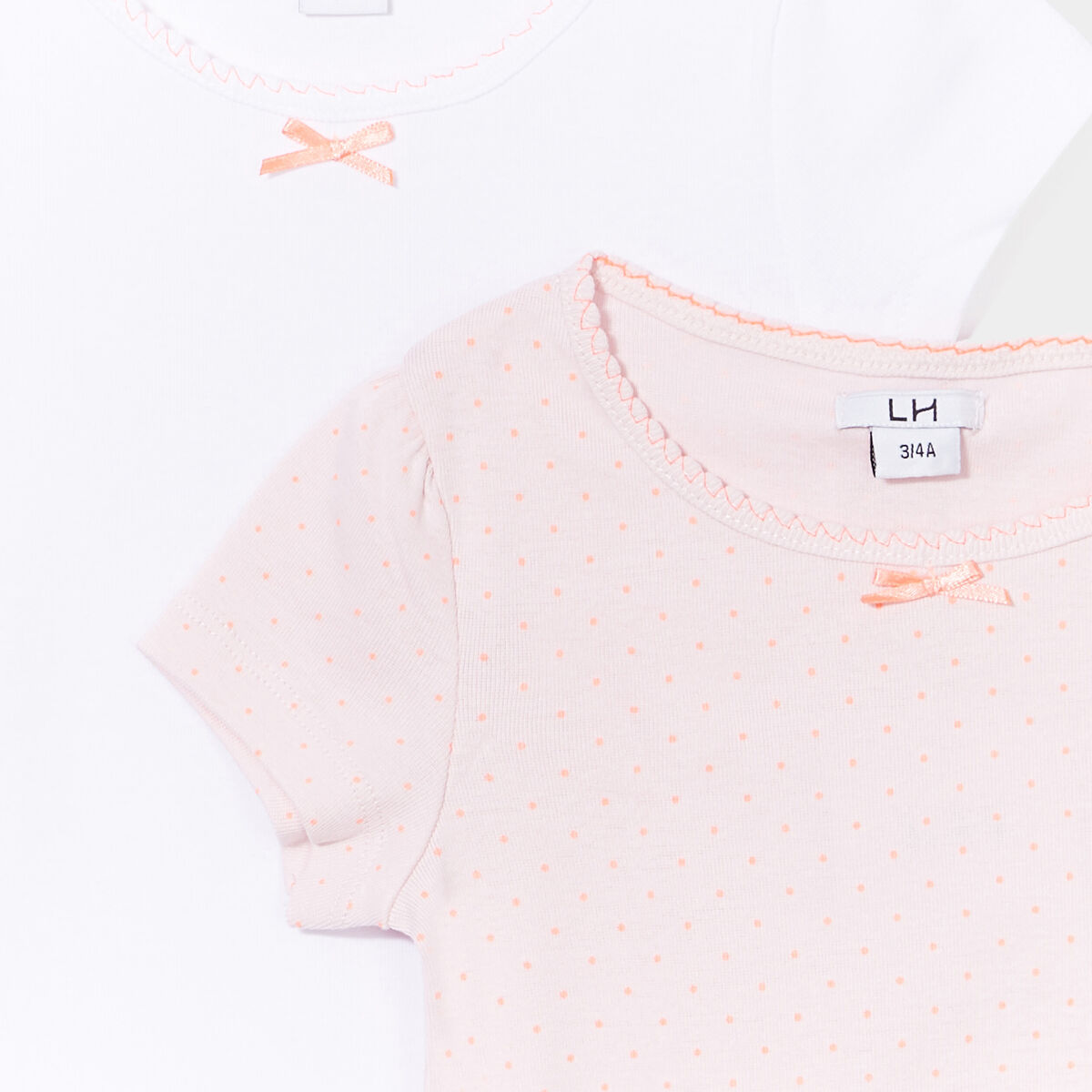 Lot de 2 T-shirts col rond rose clair fille