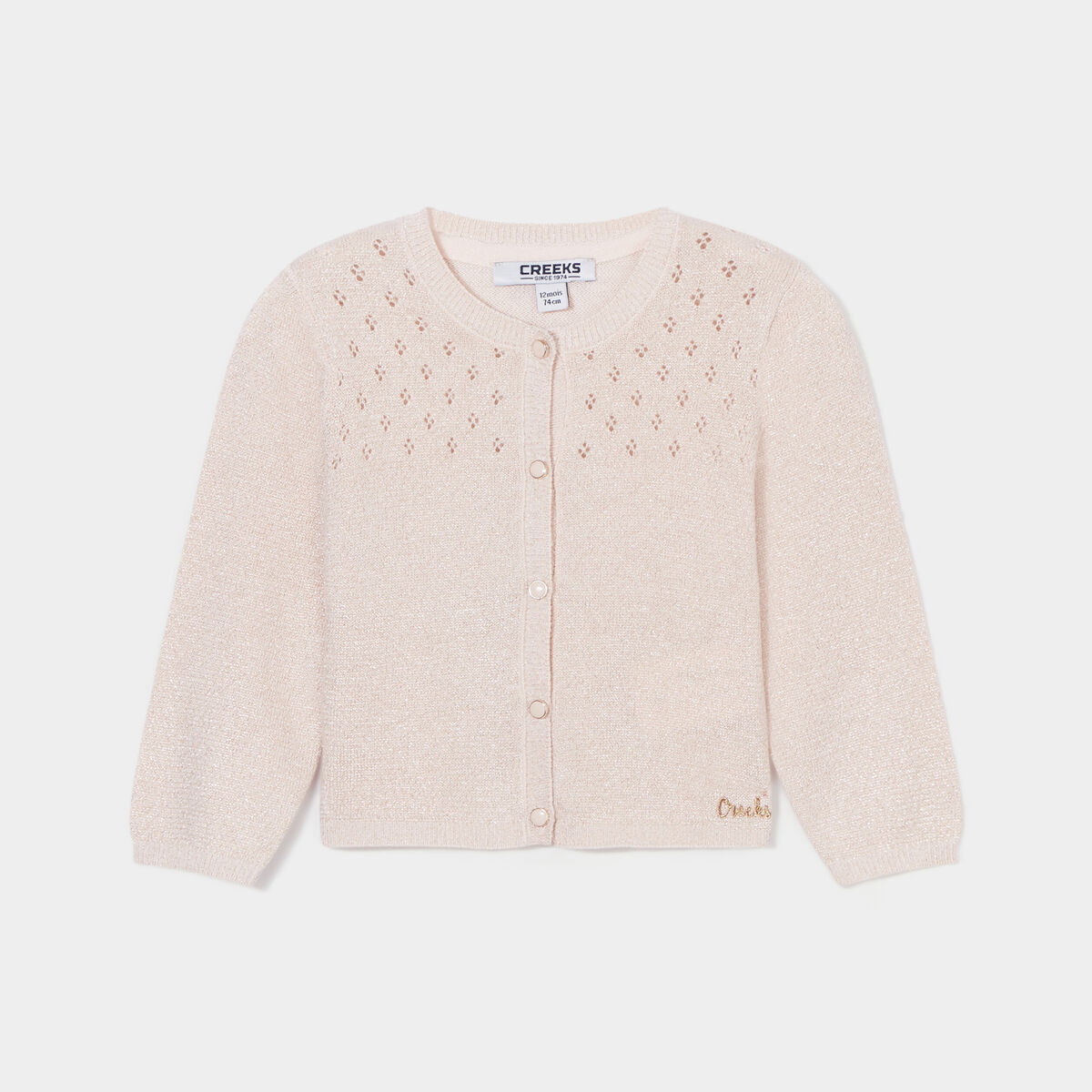 Gilet fils métallisés Creeks rose clair bébé fille