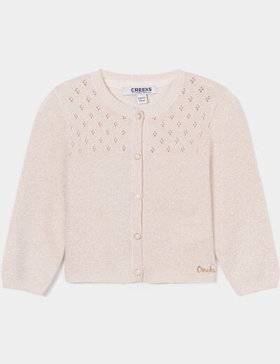 Gilet fils métallisés Creeks rose clair bébé fille