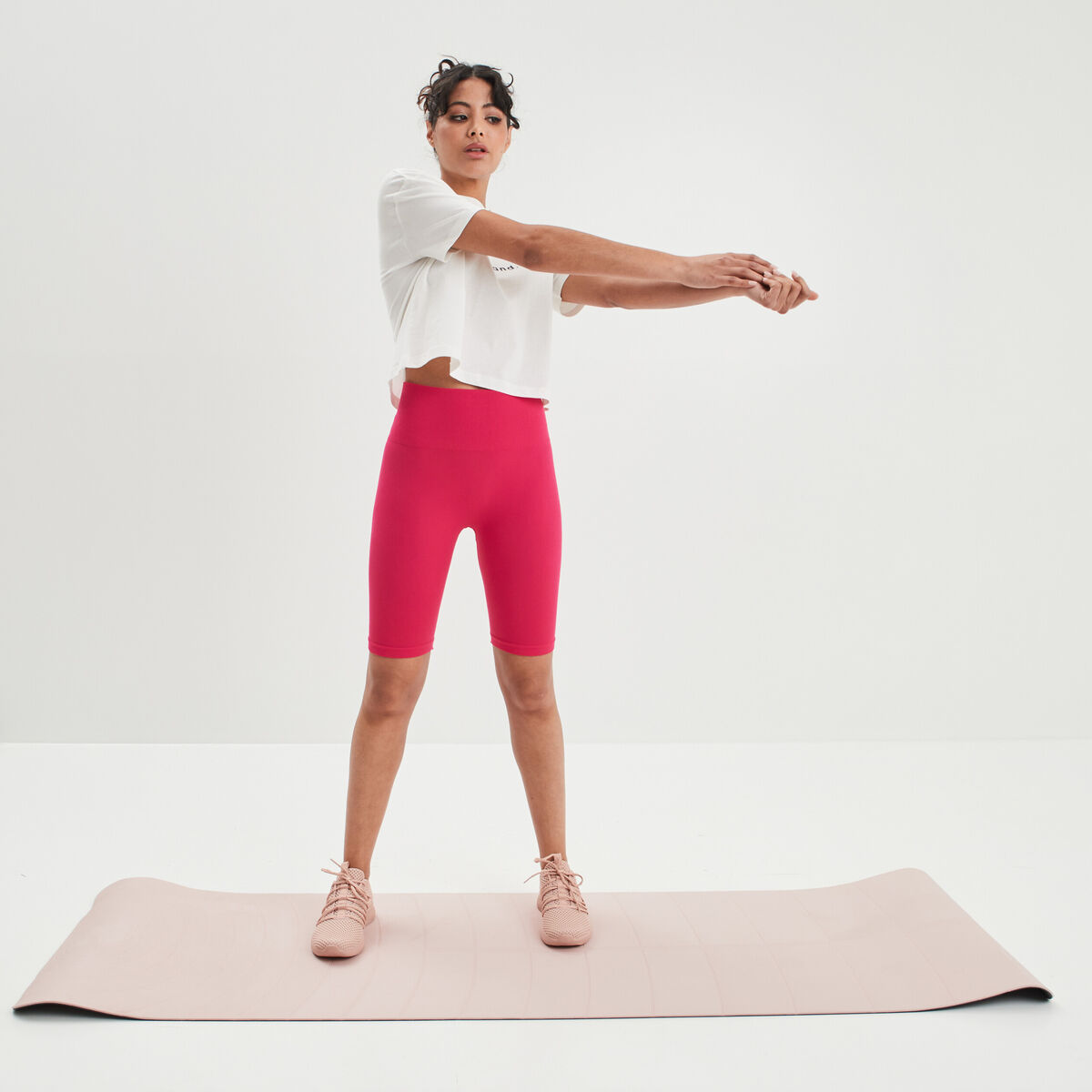 Legging cycliste taille haute rose vif femme