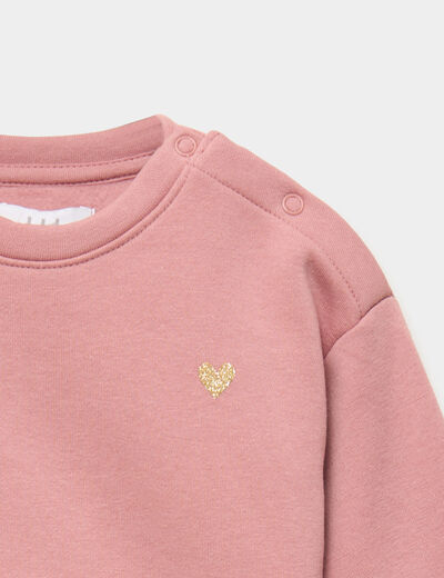 Ensemble de jogging molletonn&eacute; rose b&eacute;b&eacute; fille