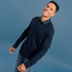 Polo manches longues coton bleu foncé homme