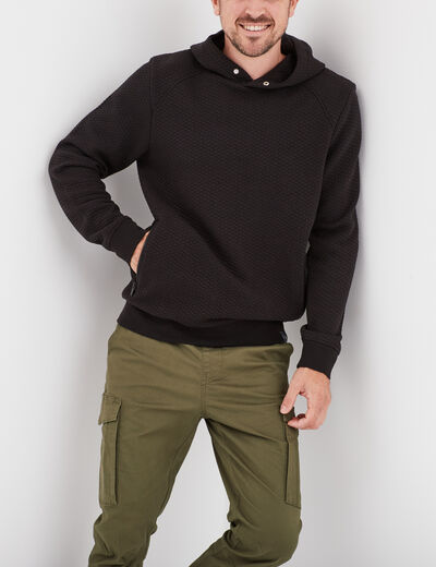 Sweat à capuche hoodie 2 poches zippées noir homme